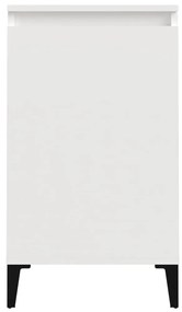Κομοδίνα 2 τεμ. Γυαλ. Λευκό 40x35x70 εκ. από Επεξεργασμένο Ξύλο - Λευκό