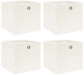 vidaXL Κουτιά Αποθήκευσης 4 τεμ. Λευκά 32 x 32 x 32 εκ. Υφασμάτινα