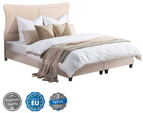 ΚΡEΒΑΤΙ ΔΙΠΛΟ NESTOR HM715 ΜΠΕΖ ΒΕΛΟΥΔΟ ΓΙΑ ΣΤΡΩΜΑ 160x200εκ.