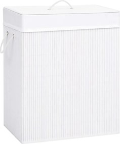 vidaXL Καλάθι Άπλυτων με 2 Τμήματα Λευκό 100 Λίτρα από Μπαμπού