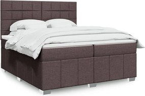 vidaXL Κρεβάτι Boxspring με Στρώμα Σκούρο Καφέ 200x200 εκ. Υφασμάτινο