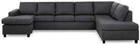 Γωνιακός Καναπές Scandinavian Choice C161, Σκούρο γκρι, Μαύρο, 344x199x80cm, Πόδια: Πλαστική ύλη | Epipla1.gr
