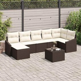 vidaXL Σετ Καναπέ Κήπου 8 pcs Καφέ Πολυ ράταν