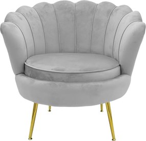 Πολυθρόνα Daimon pakoworld βελούδο γκρι-χρυσό 79x74x78εκ