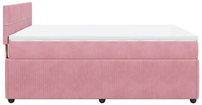 vidaXL Κρεβάτι Boxspring με Στρώμα Ροζ 160x200 εκ. Βελούδινο