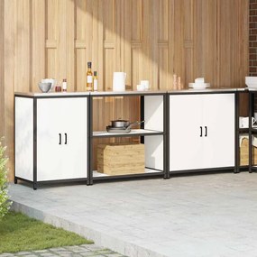 vidaXL Σετ Αποθήκευσης Κουζίνας με ράφι Άλλο 3 pcs Λευκό Ατσάλι