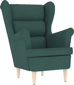 vidaXL Μπερζέρα Σκούρο Πράσινο Υφασμάτινη με Υποπόδιο