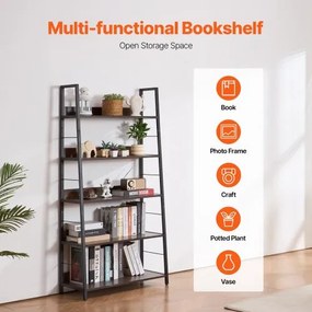 VEVOR Metal Bookshelf Rustic Bookcase 5-Tier for Living room Bedroom &amp; Office