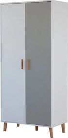 Ντουλάπα Timmy 2D Λευκό-Γραφίτη-Γκρι 90x50x199cm