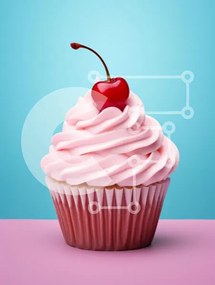 Intra Συλλεκτικό Ξύλινο Παζλ Plywood  4mm - Λαχταριστό cupcake με κεράσι από πάνω Σε Ξύλινο Κουτί - Διαστάσεις: 10x10 cm – 25 κομμάτια