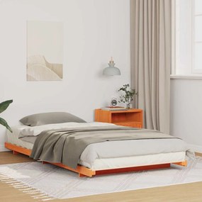 vidaXL Κρεβάτι δαπέδου Καφέ κεριού 100 x 200 cm Μασίφ ξύλο πεύκου