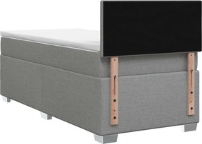 vidaXL Κρεβάτι Box Spring με Στρώμα και LED Ανοιχτό γκρι 90 x 200 cm