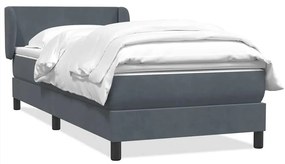 Box Spring Κρεβάτι με στρώμα Σκούρο γκρι 100x220 εκ. Βελούδινο - Γκρι