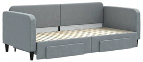 vidaXL Καναπές Κρεβάτι Συρόμενος Αν. Γκρι 90x200 εκ Ύφασμα & Συρτάρια