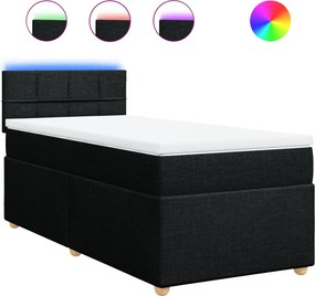 vidaXL Κρεβάτι Boxspring με Στρώμα Μαύρο 80 x 200 εκ. Υφασμάτινο