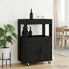 vidaXL Καλάθι Μπαρ Μαύρη Δρυς 60 x 39.5 x 89 εκ. Επεξεργασμένο Ξύλο