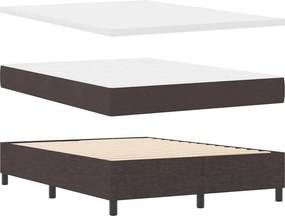 vidaXL LED Κρεβάτι με βάθρο Σκούρο Καφέ 160 x 200 cm ύφασμα