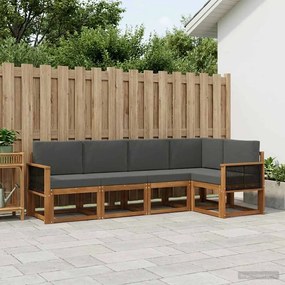 vidaXL Σειρά Καναπέ Εξωτερικού 5 pcs Φυσικό και Ανθρακί Πολυεστέρας