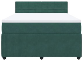 vidaXL Κρεβάτι Boxspring με Στρώμα Σκούρο Πράσινο 140x200εκ. Βελούδινο