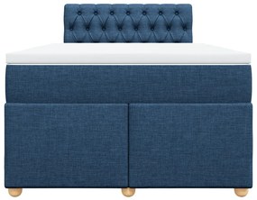 Κρεβάτι Boxspring με Στρώμα Μπλε 120x200 εκ. Υφασμάτινο - Μπλε