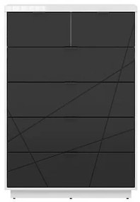 Σιφονιέρα Boston CE119, Γυαλιστερό λευκό, Μαύρο ματ, Με συρτάρια, Αριθμός συρταριών: 6, 131x90x43cm, 63 kg | Epipla1.gr