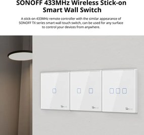 Διακόπτης τοίχου τριπλός SONOFF T2EU3C-RF Wi-Fi Smart Wall Touch Button Switch 3 Way RF Series
