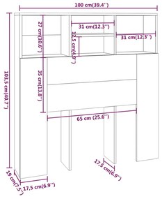 vidaXL Κεφαλάρι Με Αποθηκευτικό Χώρο Γυαλιστερό Λευκό 100x19x103,5 εκ.