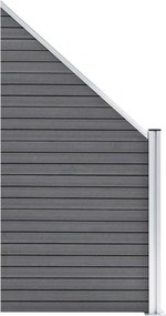 vidaXL Πάνελ Περίφραξης 4 Τετράγωνα + 1 Κεκλιμένο Γκρι 792x186 εκ. WPC
