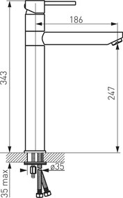 Ferro Fiesta BFI2L - Μπαταρία επιτραπέζιου νιπτήρα χρωμέ