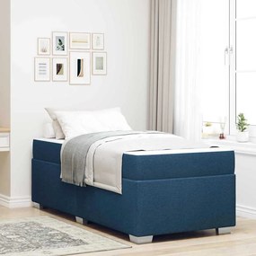 vidaXL Σκελετός Κρεβατιού με στρώμα Μπλε 100 x 200 cm ύφασμα