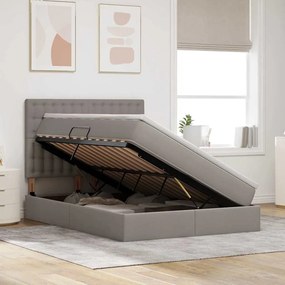 vidaXL Κρεβάτι με αποθηκευτικό χώρο και LED Taupe 140 x 200 cm