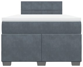 Κρεβάτι Boxspring με Στρώμα Σκούρο Γκρι 120x190 εκ. Βελούδινο - Γκρι