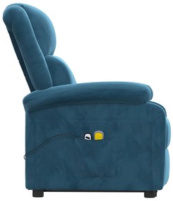 vidaXL Πολυθρόνα Μασάζ με Ανύψωση Μπλε Βελούδινη