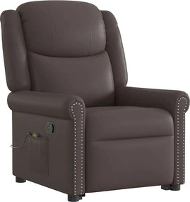 vidaXL Μόνιμη πολυθρόνα μασάζ Shiny Brown Faux Leather