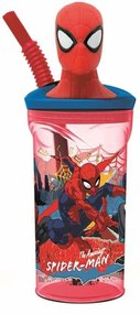 Κούπα με Καλαμάκι με Spider-Man Moving Target 360 ml 3D