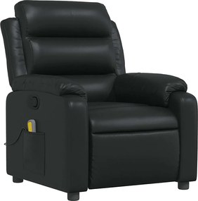 vidaXL Πολυθρόνα Μασάζ Ανακλινόμενη Μαύρη από Συνθετικό Δέρμα