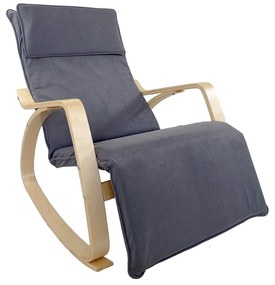 Πολυθρόνα Κουνιστή ArteLibre LUNDRA Γκρι/Φυσικό Ύφασμα/Ξύλο 67x127x91cm