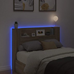vidaXL Κεφαλάρι Ντουλάπι με LED με ράφι Σονόμα 140 x 16,5 x 103,5 cm