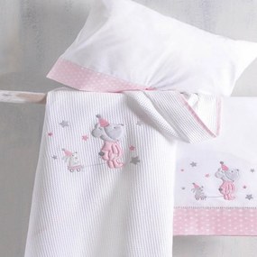 Κουβέρτα Βρεφική Felix Πικέ Με Κέντημα Pink Ρυθμός Cradle 120x150cm 100% Cotton