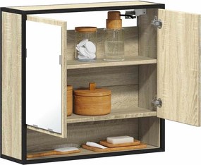 vidaXL Ντουλάπι Καθρέφτη Μπάνιου Sonoma Δρυς 65 x 20 x 60 εκ. από Τεχνητό Ξύλο