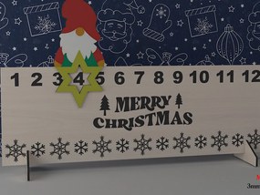 Intra απο ξύλο plywood  Χρώμα wenge 3mm-4mm πάχος - Αντίστροφη μέτρηση για το χριστουγεννιάτικο ημερολόγιο Noel Δίασταση 30x20 cm INTRAFABR-90667160