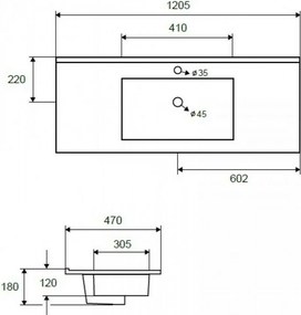 Karag LT 7506-120 120x47 - Νιπτήρας επιπλου μπάνιου