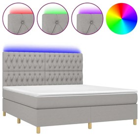 Κρεβάτι Boxspring με Στρώμα &amp; LED Αν.Γκρι 180x200εκ. Υφασμάτινο - Γκρι