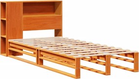 vidaXL Κρεβάτι Βιβλιοθήκη Χωρίς Στρώμα Καφέ 100x200 εκ Μασίφ Πεύκο