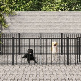 vidaXL Κλουβί Σκύλου Εξωτερικού Χώρου 9,38 μ² από Ατσάλι