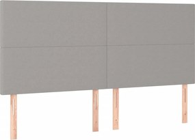 vidaXL Κρεβάτι Boxspring με Στρώμα Ανοιχτό Γκρι 200x200 εκ. Υφασμάτινο
