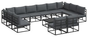 vidaXL Σετ Καναπέ Κήπου 13 pcs Μαύρο 70 x 70 x 32 εκ Αλουμίνιο
