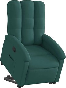 vidaXL Πολυθρόνα Ανακλινόμενη με Ανύψωση Σκούρο Πράσινη Υφασμάτινη