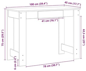 Γραφείο Παλιό Ξύλο 100x45x75 εκ από Επεξεργασμένο Ξύλο - Καφέ