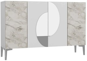 Μπουφές Afra 475OLV2336 120x29,6x75cm Marble Effect White Μοριοσανίδα, Μελαμίνη